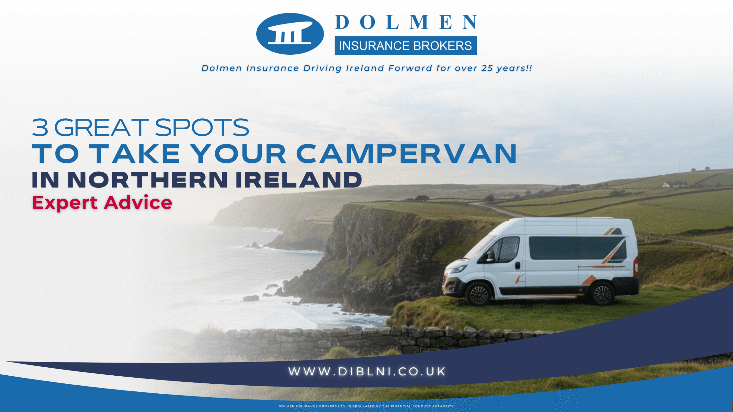 image of camper parked up on irish coast, text on screen says "3 great spots to take your camper van"
